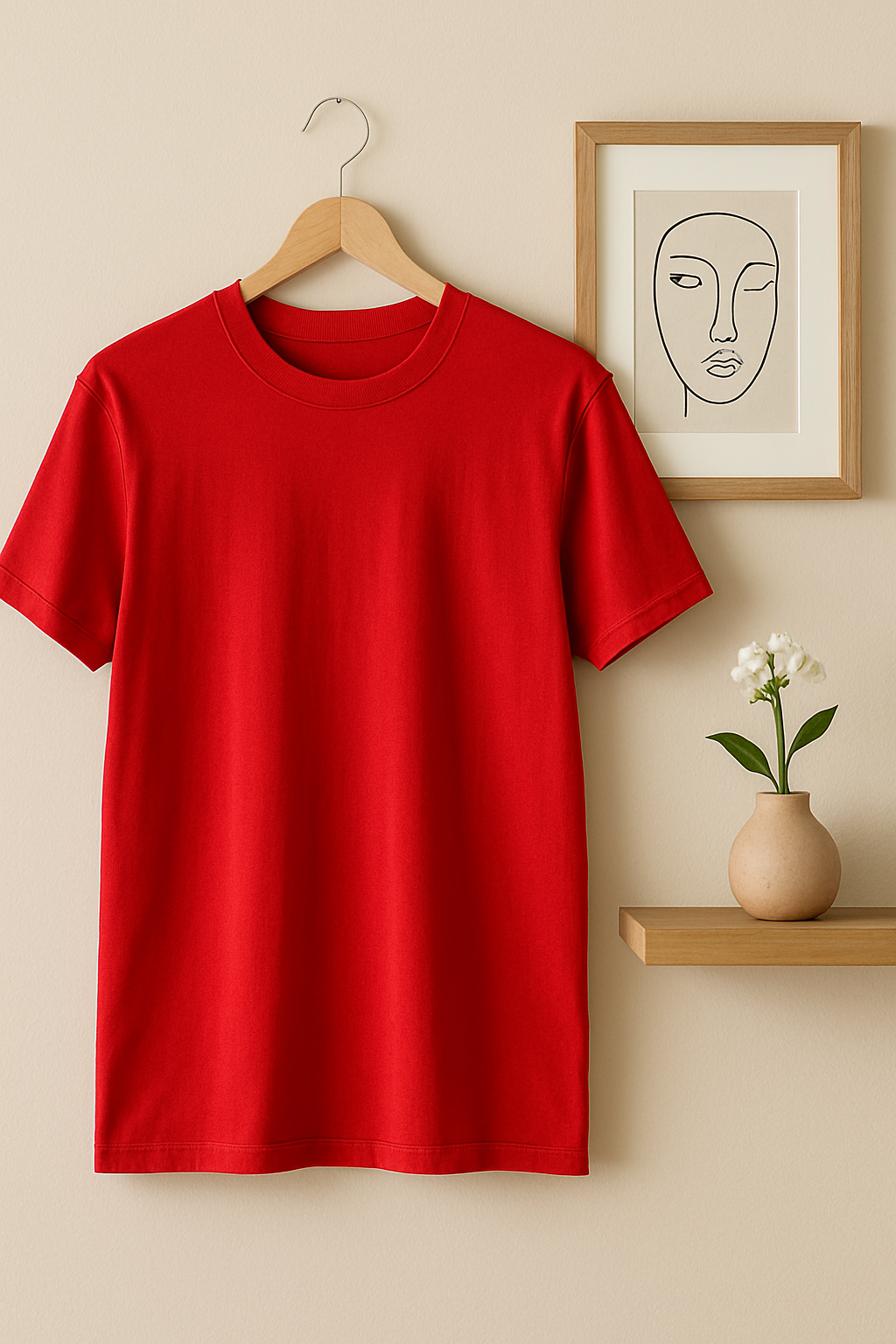 The Easy Statement Tee - 220 GSM Cotton Red