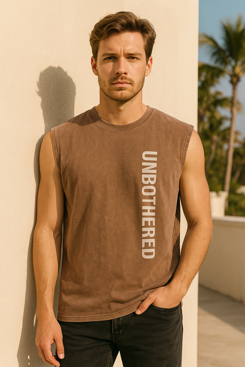 UNBOTHERED Acid Wash Muscle Tee