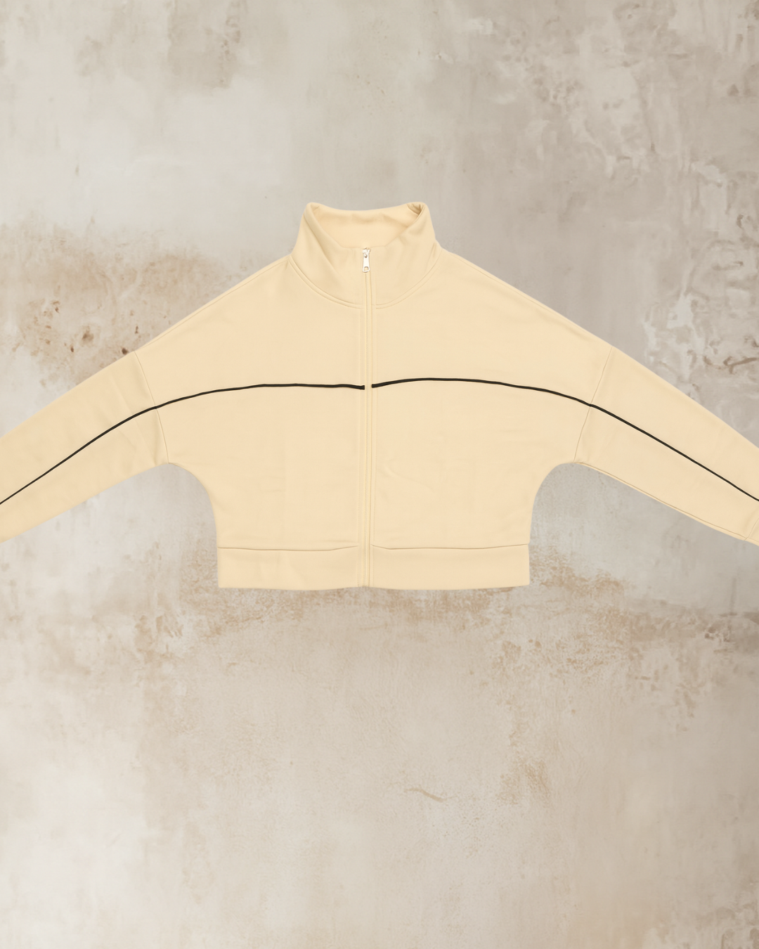 Essential Cream Tracksuit - Wide Leg Pants & Cropped Jacket Set