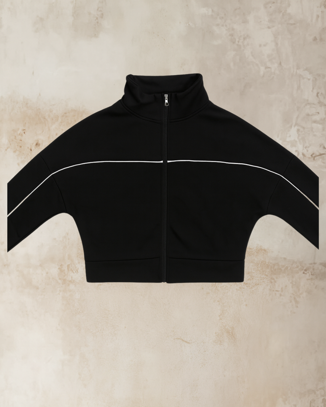 Essential Black Tracksuit - Wide Leg Pants & Cropped Jacket Set