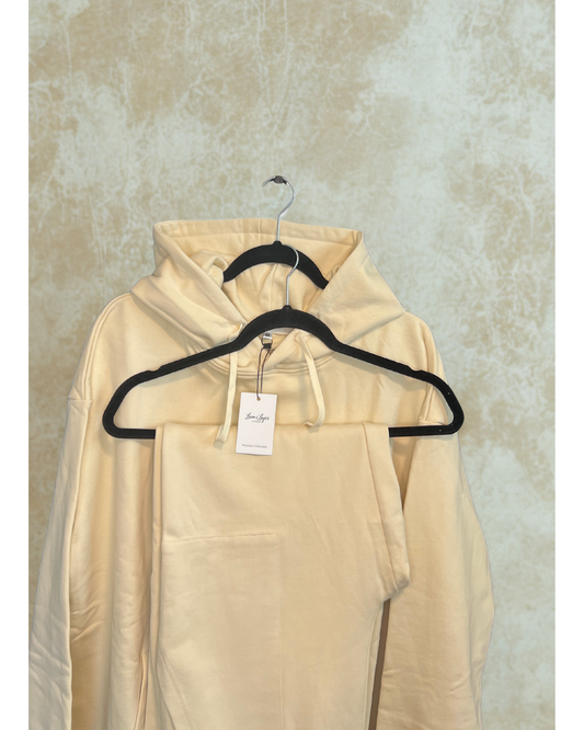 Premium Heavyweight 100% Cotton Hoodie Set (Raw Light)– 420 GSM French Terry