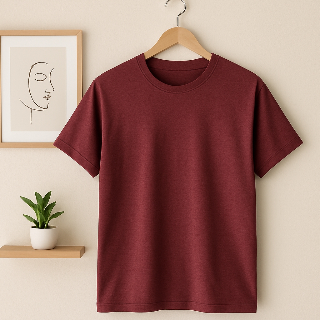 The Easy Statement Tee - 220 GSM Cotton Maroon