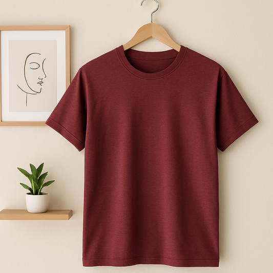 The Easy Statement Tee - 220 GSM Cotton Maroon