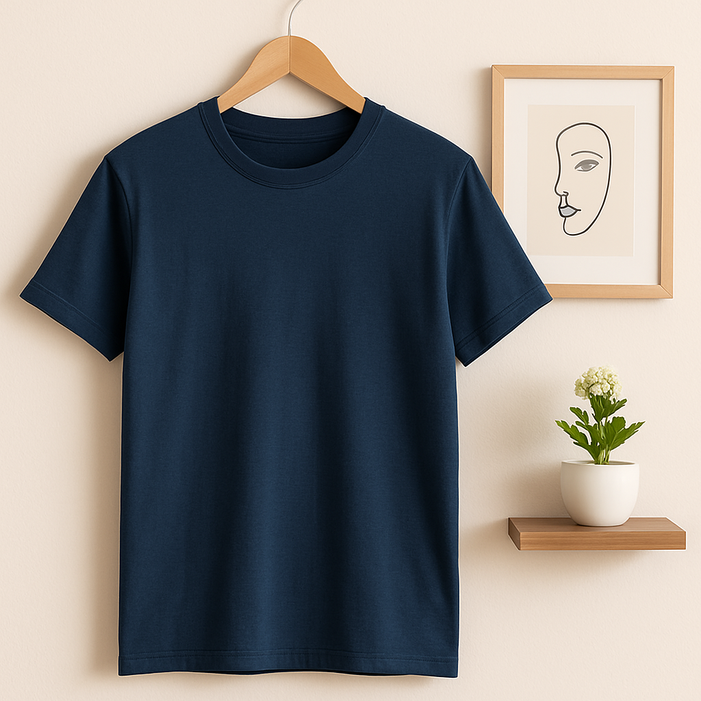The Easy Statement Tee - 220 GSM Cotton Navy Blue