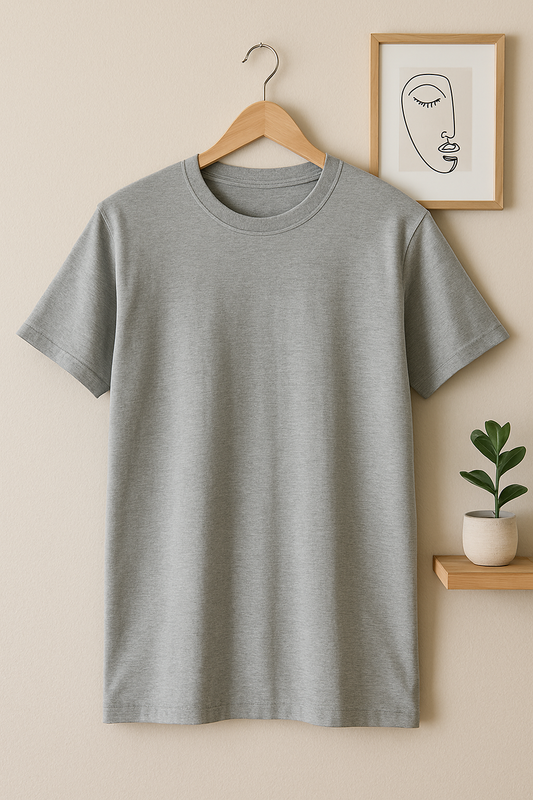 The Easy Statement Tee - 220 GSM, 100% Cotton - Light Gray