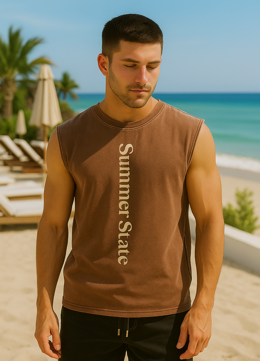 Summer State acid Wash Muscle Tee