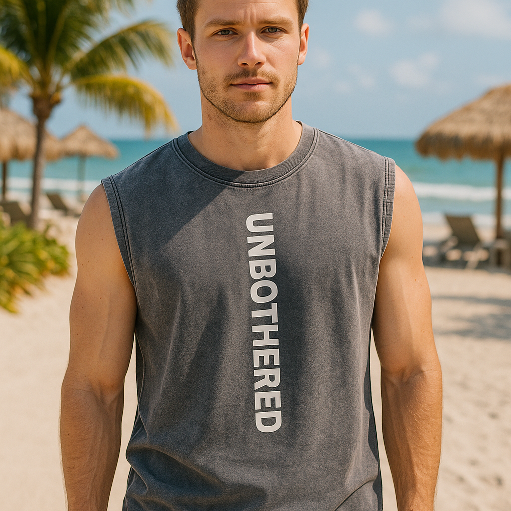 UNBOTHERED Acid Wash Muscle Tee