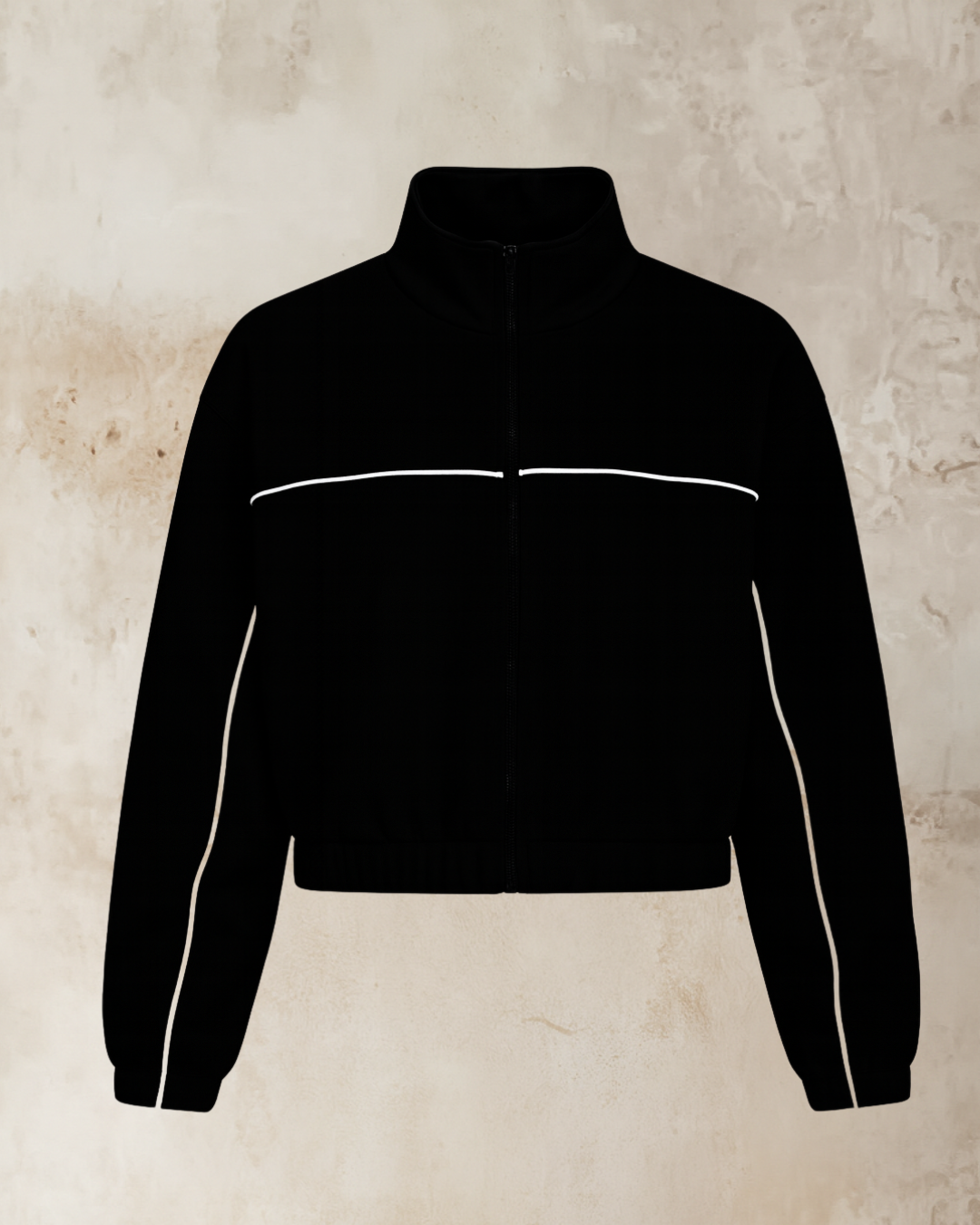 Essential Black Tracksuit - Wide Leg Pants & Cropped Jacket Set