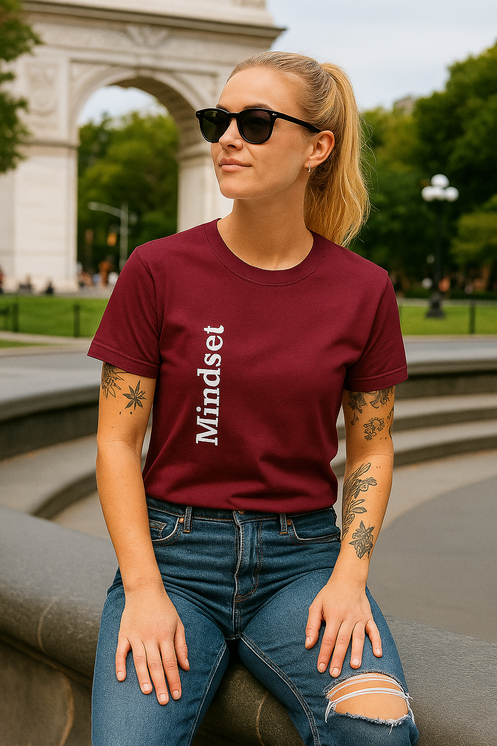 "Mindset" 220 GSM Cotton Tee - Brick Rouge