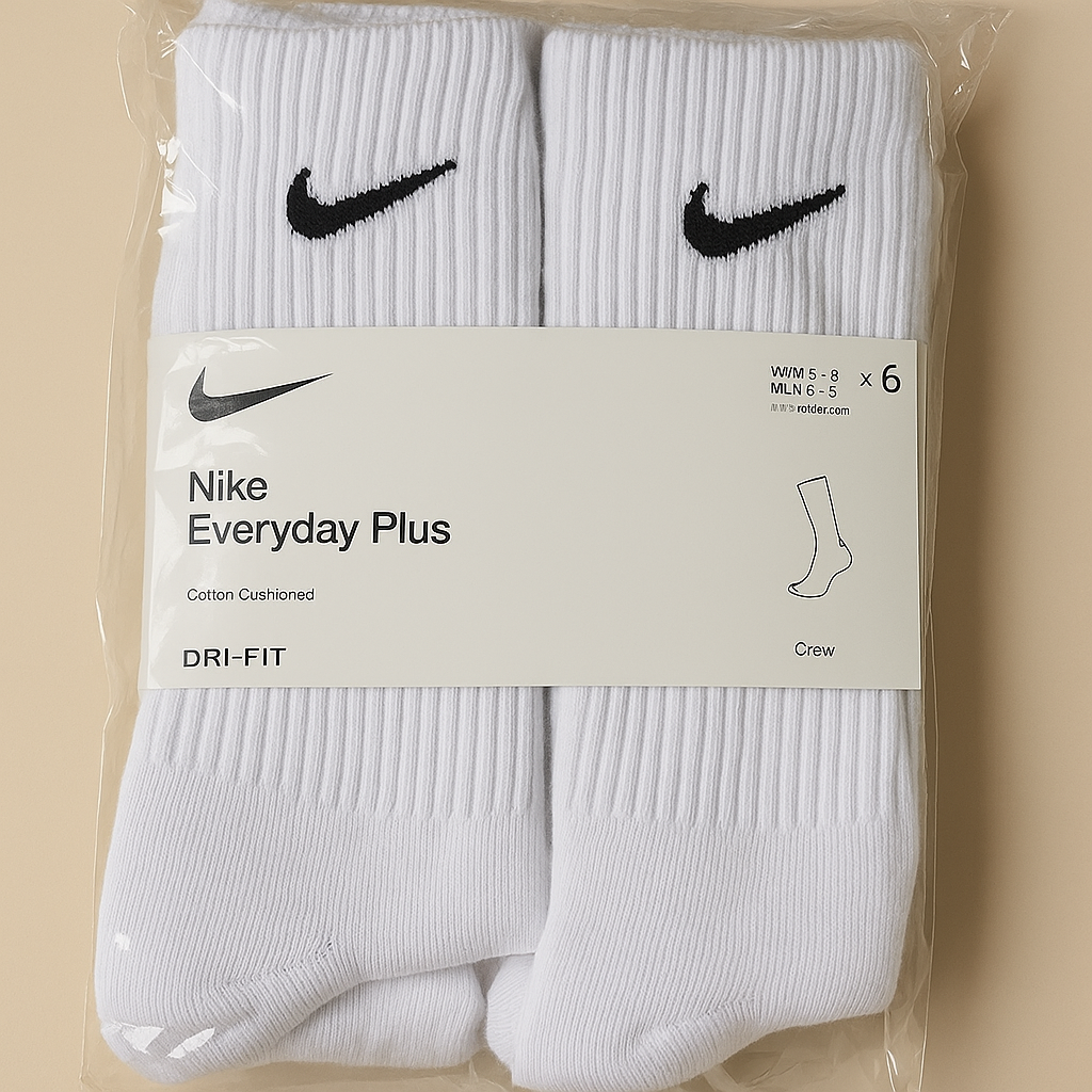 Nike Everyday Plus Crew Socks (White 6-Pack)