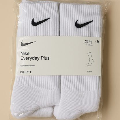 Nike Everyday Plus Crew Socks (White 6-Pack)