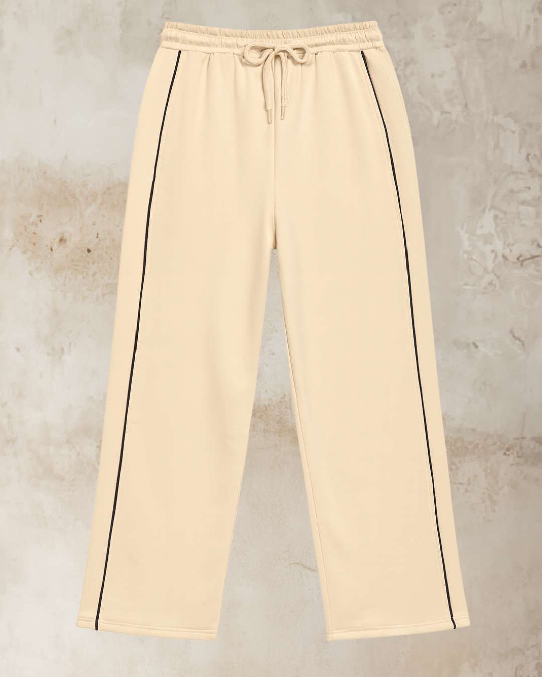 Essential Cream Tracksuit - Wide Leg Pants & Cropped Jacket Set