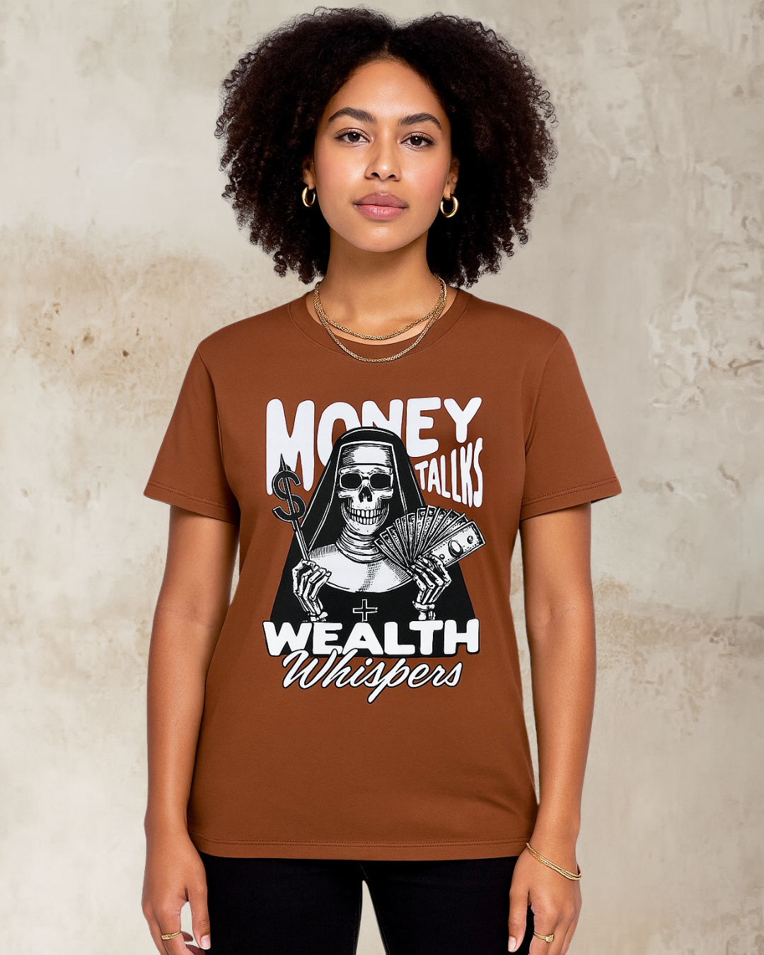 Halloween Exclusive - Money Talks, Wealth Whispers. Graphic Tee Burnt Brown