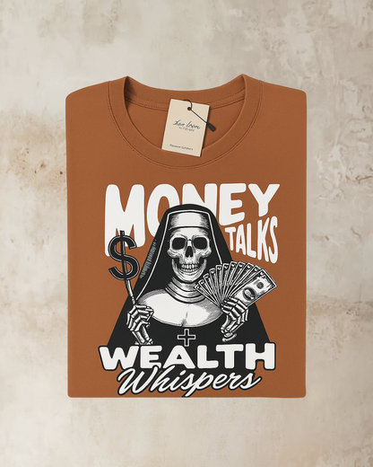 Halloween Exclusive - Money Talks, Wealth Whispers. Graphic Tee Burnt Brown