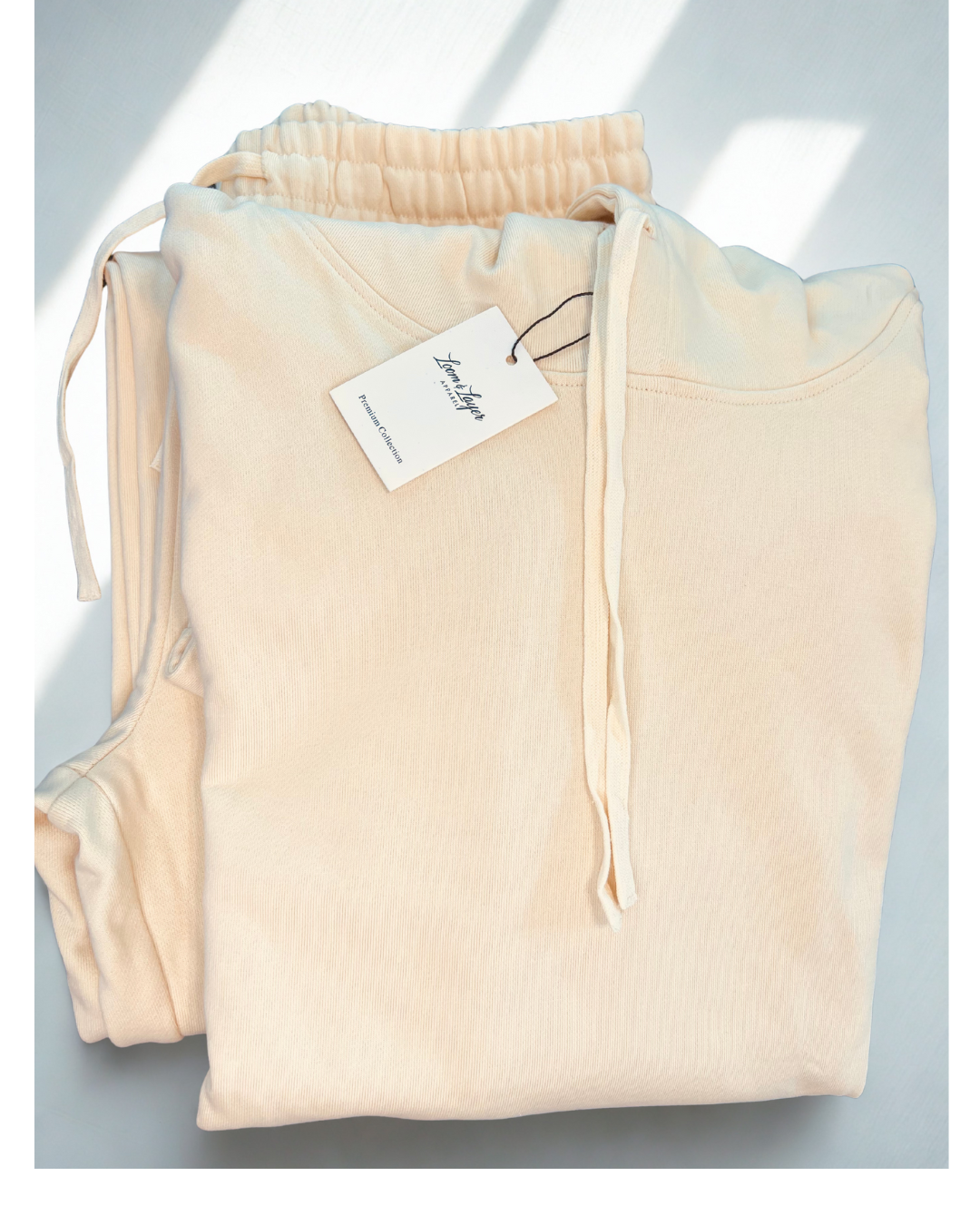 Premium Heavyweight 100% Cotton Hoodie Set (Raw Light)– 420 GSM French Terry