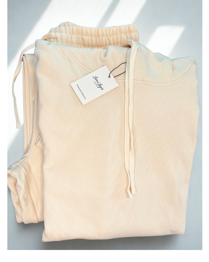 Premium Heavyweight 100% Cotton Hoodie Set (Raw Light)– 420 GSM French Terry