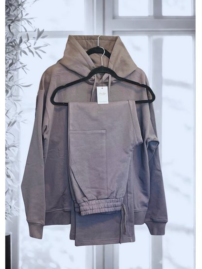 Premium Heavyweight 100% Cotton Hoodie Set (Forged Stone)– 420 GSM French Terry